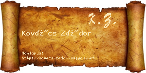 Kovács Zádor névjegykártya
