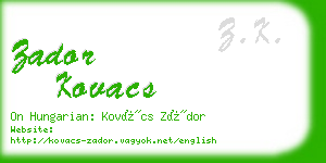 zador kovacs business card
